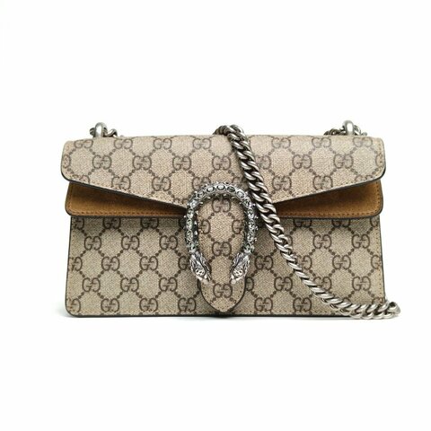 GUCCI Dionysus酒神小號25老花PVC鑽扣肩背包