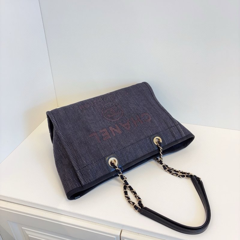 香奈兒/Chanel 深藍色牛仔丹寧中號 沙灘托特包-4