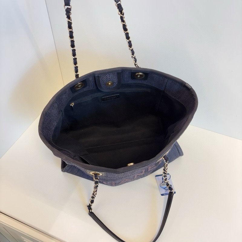 香奈兒/Chanel 深藍色牛仔丹寧中號 沙灘托特包-9