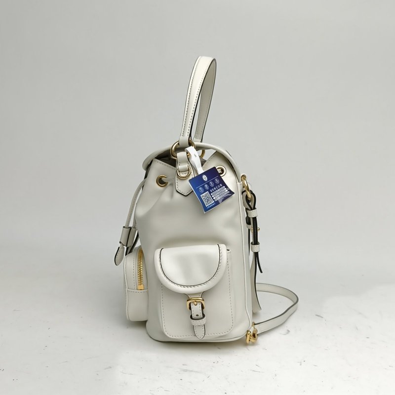 MIU MIU MIUMIU雙肩包皮革徽標小牛皮白色牛皮革肩背包-1