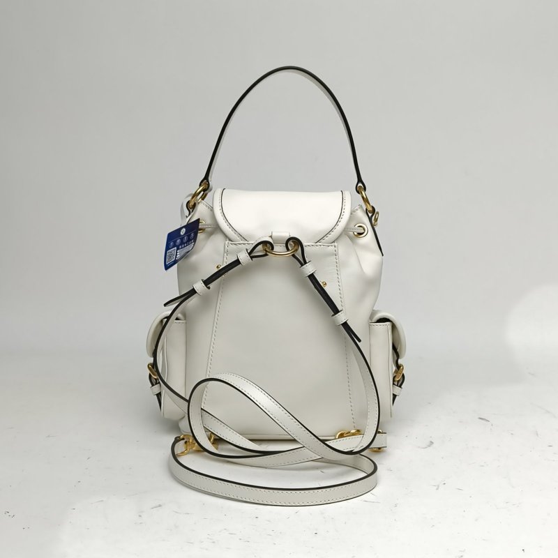 MIU MIU MIUMIU雙肩包皮革徽標小牛皮白色牛皮革肩背包-2