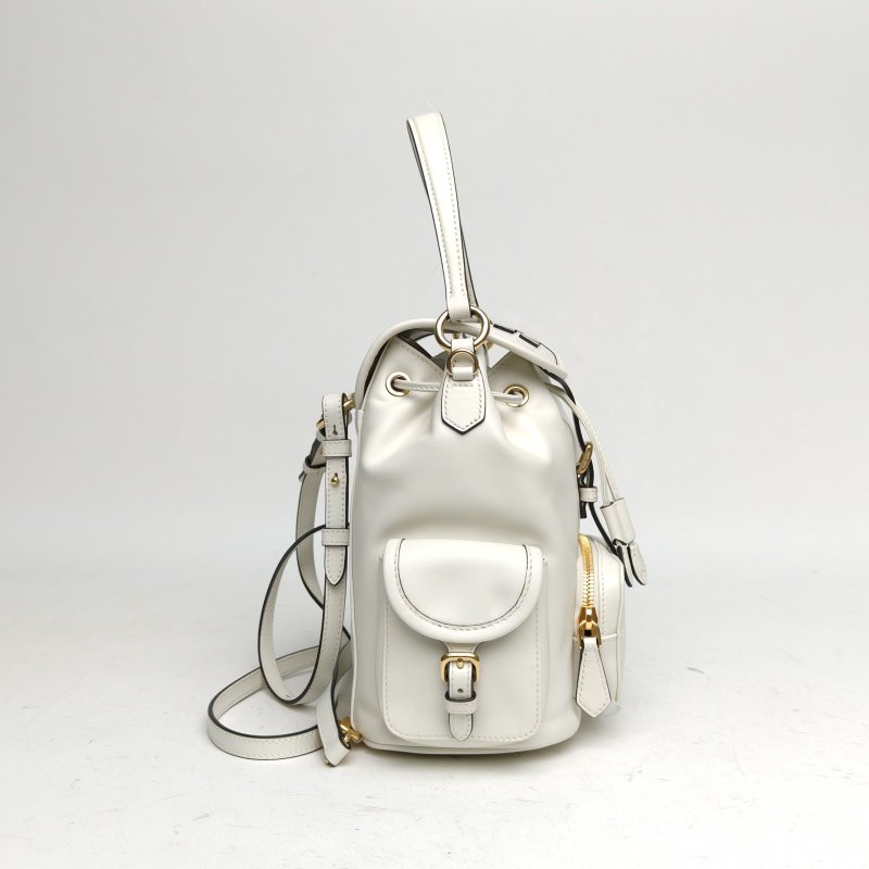 MIU MIU MIUMIU雙肩包皮革徽標小牛皮白色牛皮革肩背包-3