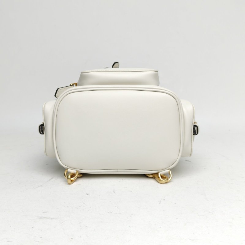 MIU MIU MIUMIU雙肩包皮革徽標小牛皮白色牛皮革肩背包-4