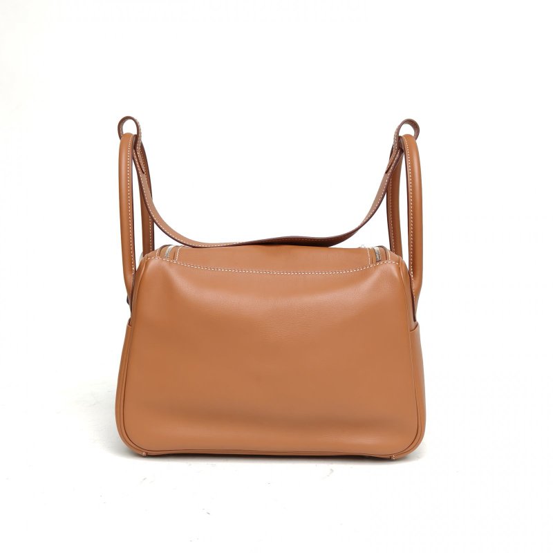 HERMES Lindy26金棕色拼琥珀黃Swift皮Z刻銀扣肩背包-2