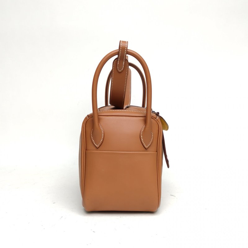HERMES Lindy26金棕色拼琥珀黃Swift皮Z刻銀扣肩背包-3