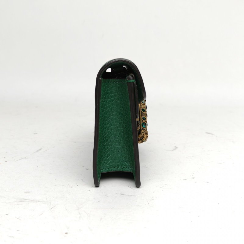 GUCCI Dionysus酒神超Mini翡翠綠牛皮鑽扣肩背包-3