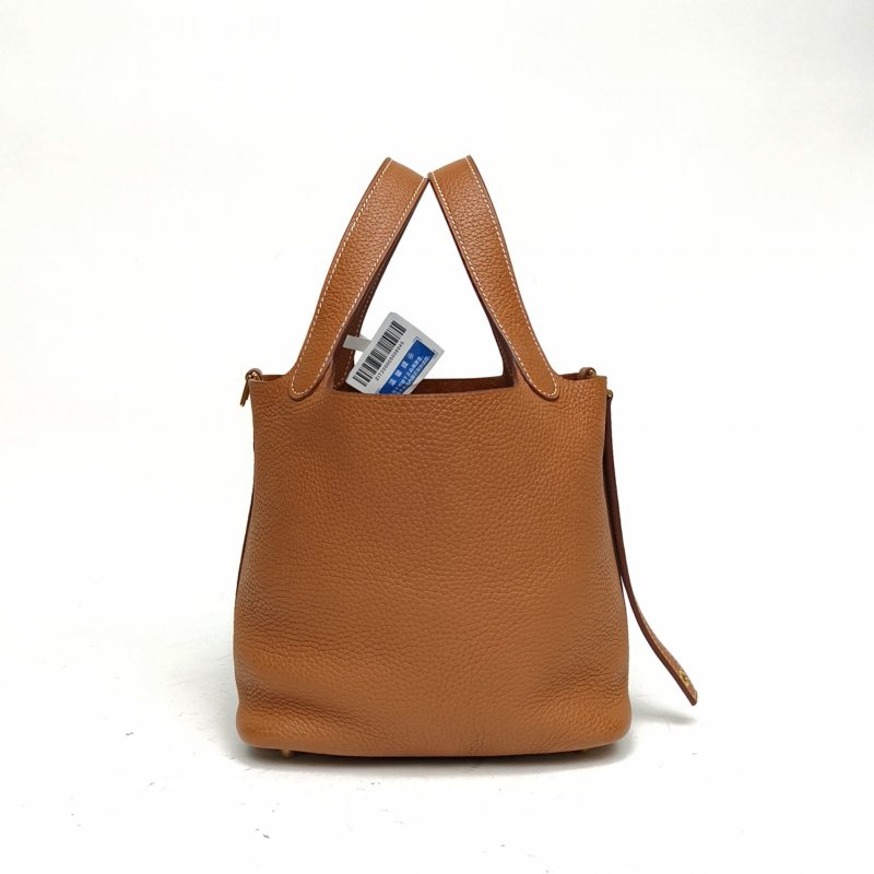 HERMES Picotin18菜籃子金棕色TC皮Z刻金扣肩背包-1