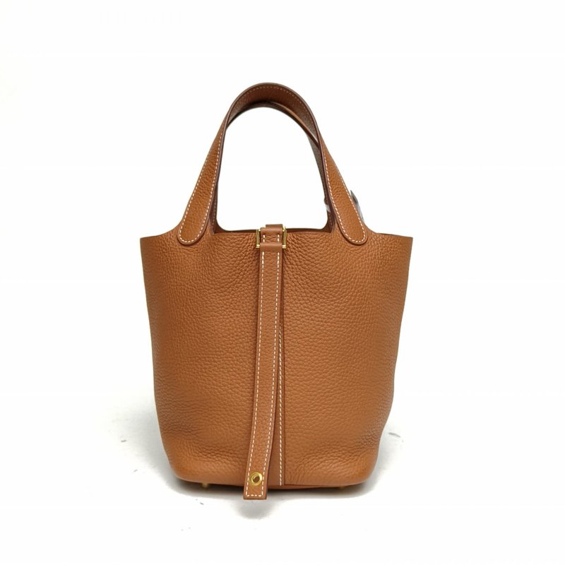 HERMES Picotin18菜籃子金棕色TC皮Z刻金扣肩背包-2