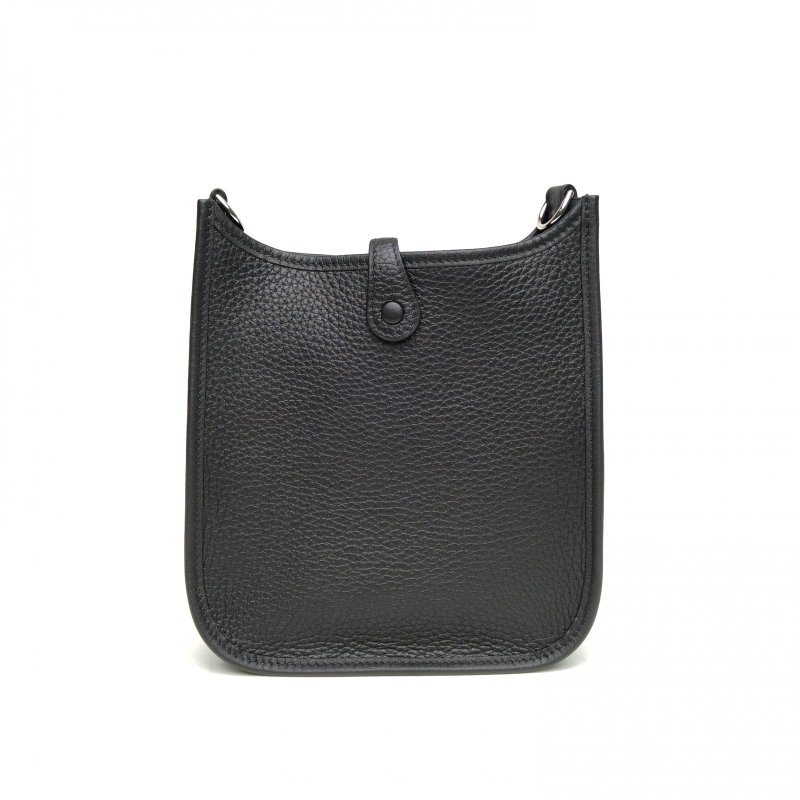HERMES EvelyneMINI16黑色TC皮W刻銀扣肩背包-2