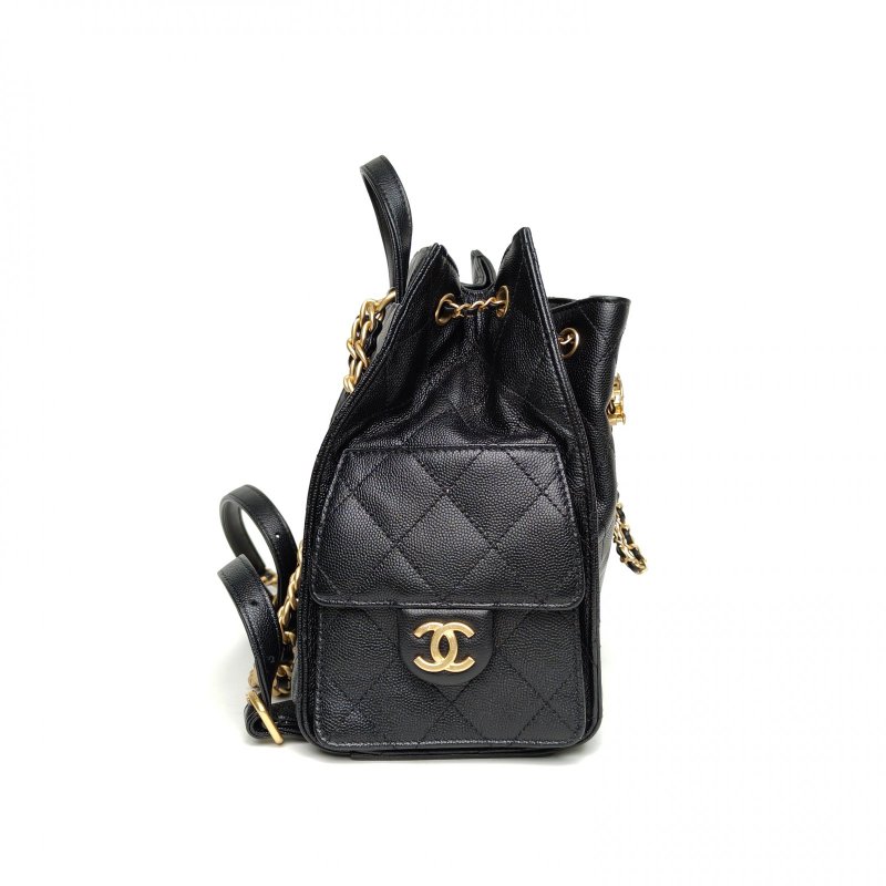 CHANEL 25bag雙肩包黑色荔枝牛皮晶片金扣肩背包-3