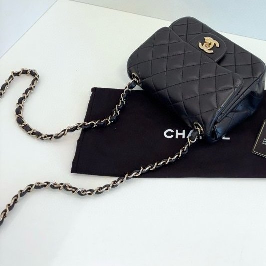 香奈兒/Chanel 黑金菱格CF方胖子-9