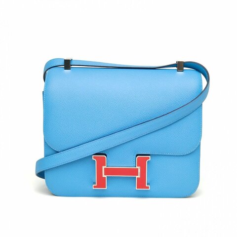 HERMES Constance康康24北方藍Epsom皮D刻琺瑯扣肩背包