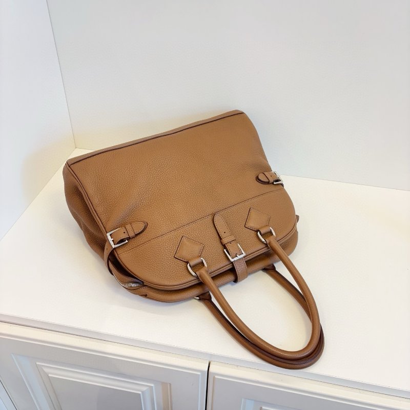 近新品 Hermes愛馬仕 Atlas35 栗子棕色繫銀扣手提包 TC皮-4