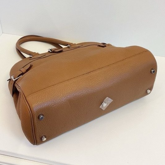 近新品 Hermes愛馬仕 Atlas35 栗子棕色繫銀扣手提包 TC皮-6