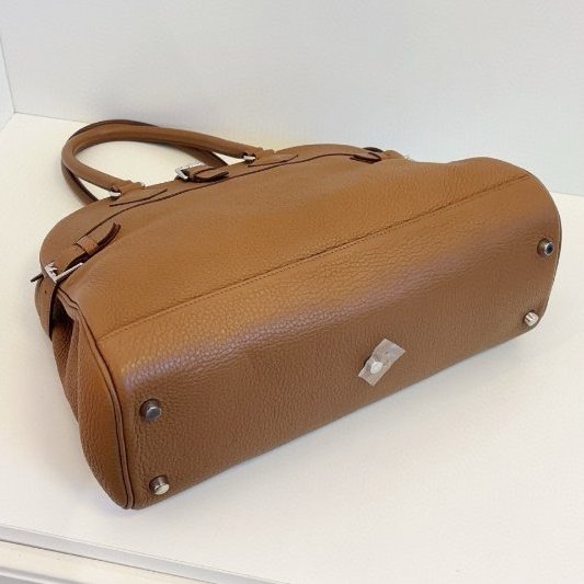 近新品 Hermes愛馬仕 Atlas35 栗子棕色繫銀扣手提包 TC皮-9