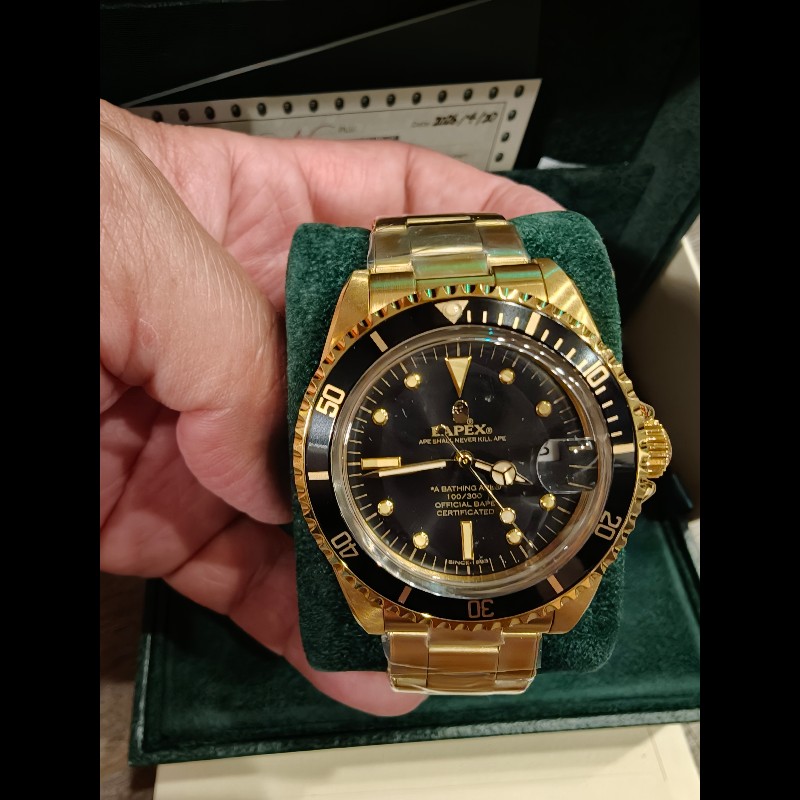 現貨在台，日本帶回絕版bape金色錶帶絕版錶-15