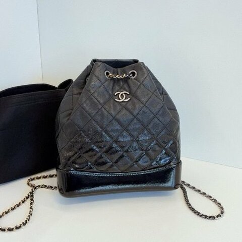 近新品 香奈兒/Chanel Gabrielle 黑銀漸變流浪雙肩包 中號