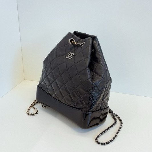 近新品 香奈兒/Chanel Gabrielle 黑銀漸變流浪雙肩包 中號-3