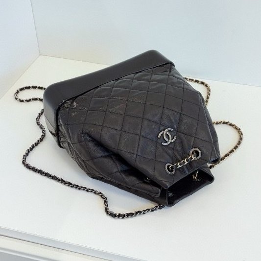 近新品 香奈兒/Chanel Gabrielle 黑銀漸變流浪雙肩包 中號-4