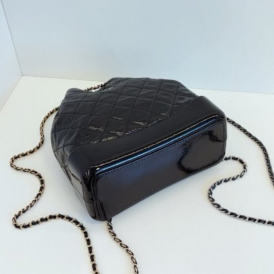 近新品 香奈兒/Chanel Gabrielle 黑銀漸變流浪雙肩包 中號-5