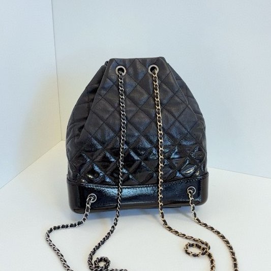 近新品 香奈兒/Chanel Gabrielle 黑銀漸變流浪雙肩包 中號-7