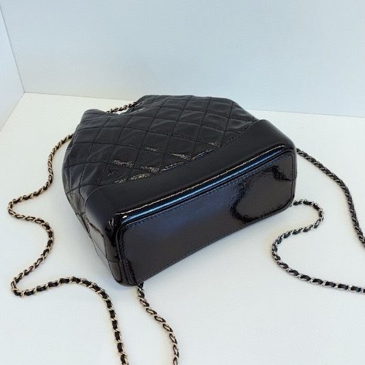 近新品 香奈兒/Chanel Gabrielle 黑銀漸變流浪雙肩包 中號-8