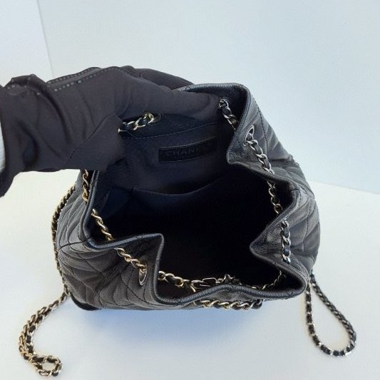 近新品 香奈兒/Chanel Gabrielle 黑銀漸變流浪雙肩包 中號-9