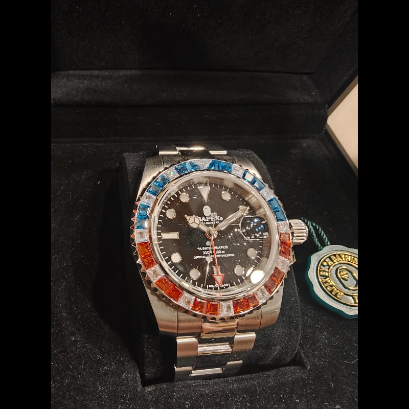 日本帶回藍白紅可樂鑲鑽bape手錶-2