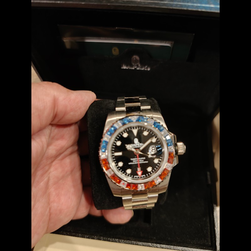 日本帶回藍白紅可樂鑲鑽bape手錶-6