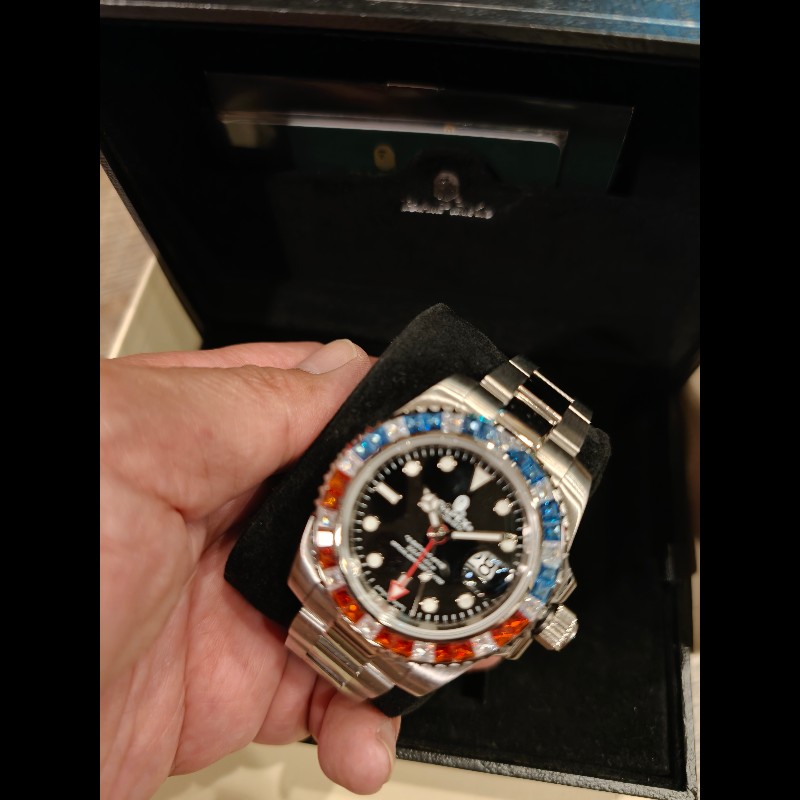 日本帶回藍白紅可樂鑲鑽bape手錶-7