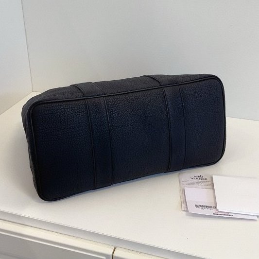 Hermes愛馬仕 黑銀 GardenParty36 全皮花園包-5