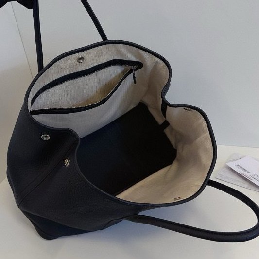 Hermes愛馬仕 黑銀 GardenParty36 全皮花園包-9