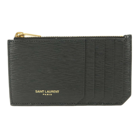 YVES SAINT LAURENT 牛皮皮革Zipped Card Case金扣卡片套
