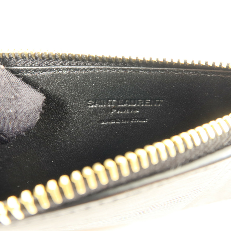 YVES SAINT LAURENT 牛皮皮革Zipped Card Case金扣卡片套-5