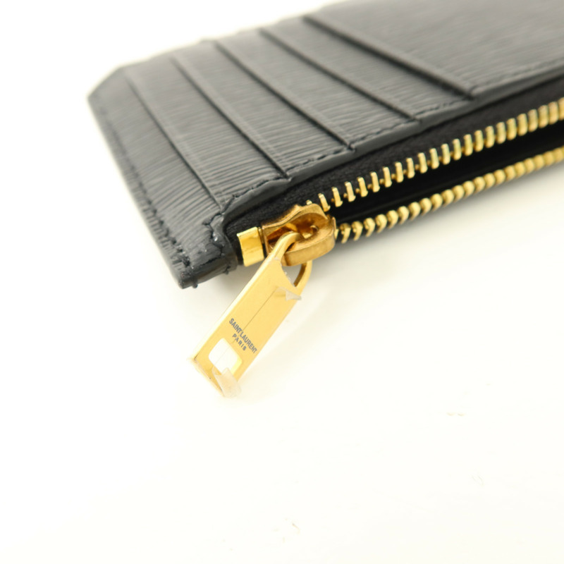 YVES SAINT LAURENT 牛皮皮革Zipped Card Case金扣卡片套-7