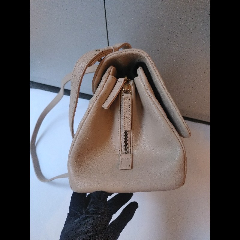 Chanel 粗古銅鍊帶淺駝牛皮菱格3層口蓋包-9