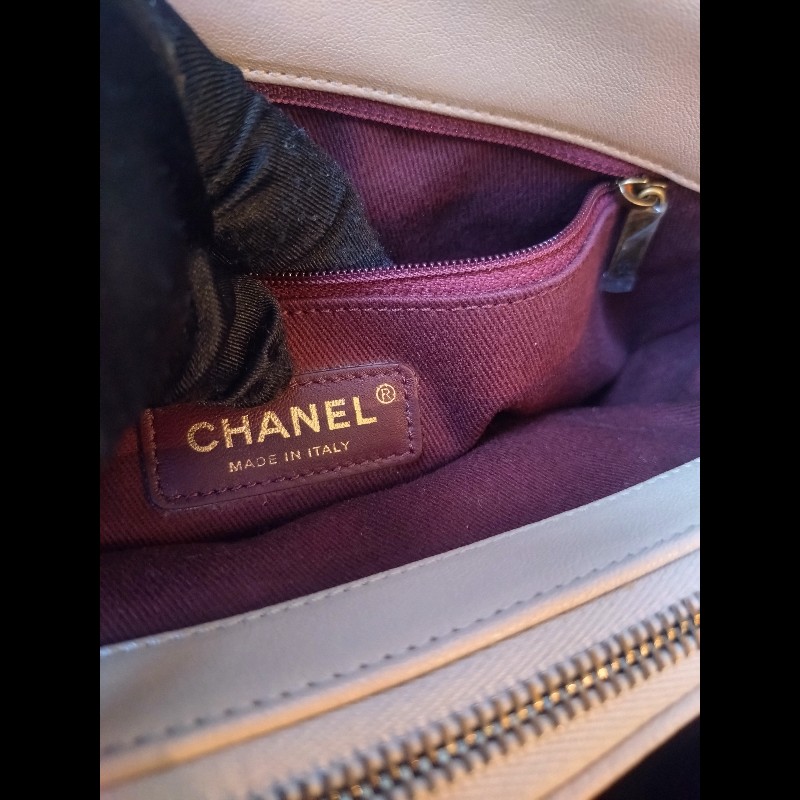 Chanel 粗古銅鍊帶淺駝牛皮菱格3層口蓋包-18