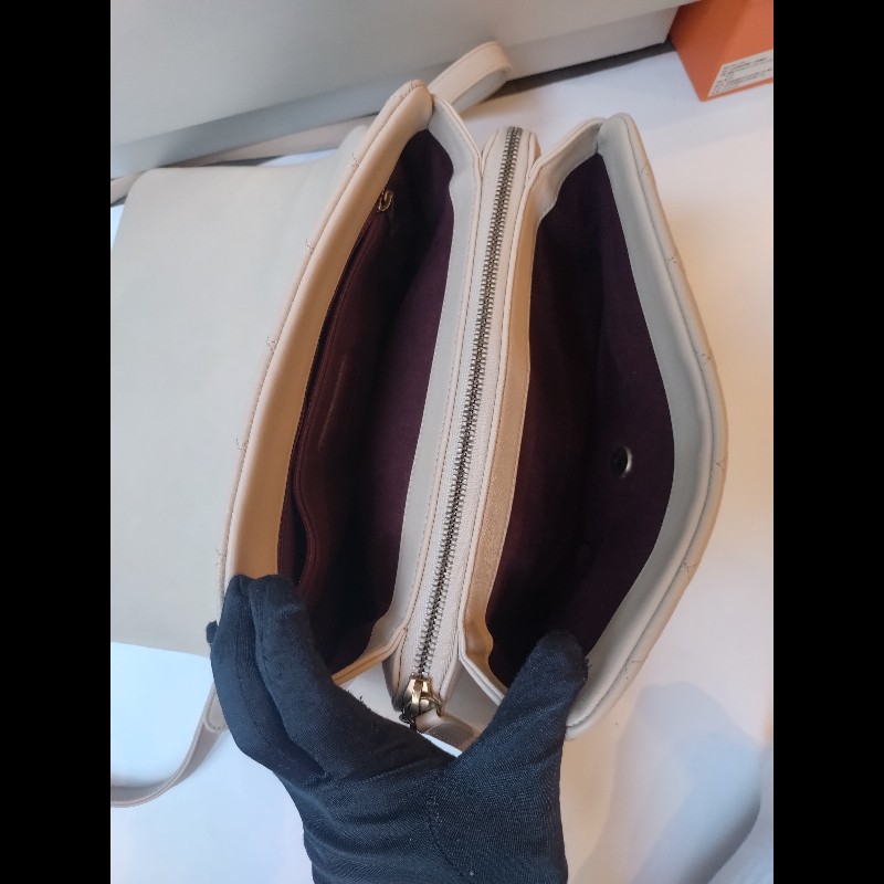 Chanel 粗古銅鍊帶淺駝牛皮菱格3層口蓋包-20