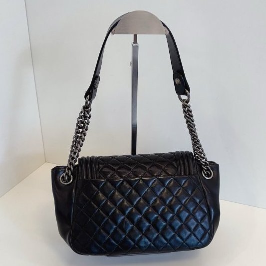 香奈兒/Chanel Leboy Tote 黑銀肩背包-1