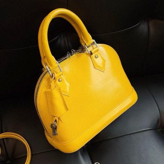 路易威登/Louis Vuitton 檸檬黃水波紋 Alma BB 貝殼手提包-2