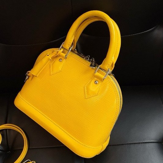 路易威登/Louis Vuitton 檸檬黃水波紋 Alma BB 貝殼手提包-3