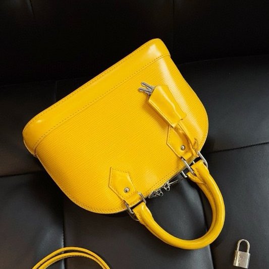 路易威登/Louis Vuitton 檸檬黃水波紋 Alma BB 貝殼手提包-4
