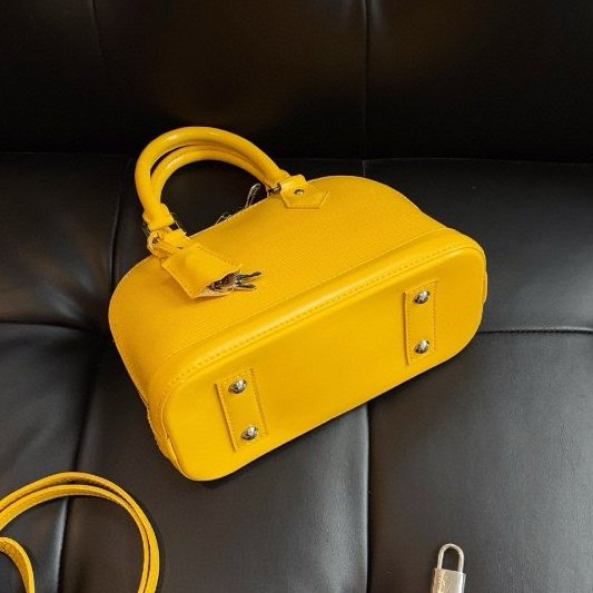 路易威登/Louis Vuitton 檸檬黃水波紋 Alma BB 貝殼手提包-8