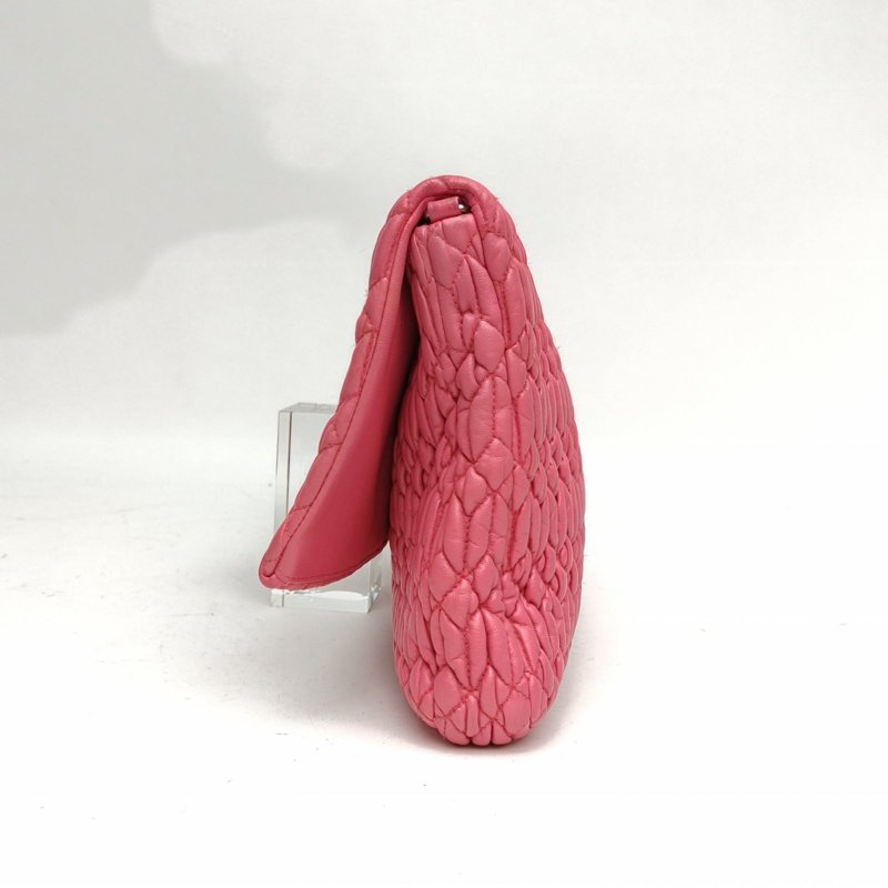 MIU MIU 褶皺33仿水晶斜挎包粉色羊皮肩背包-1