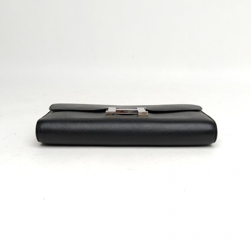 HERMES Constance康康長款錢包黑色Epsom皮A刻銀扣肩背包-4