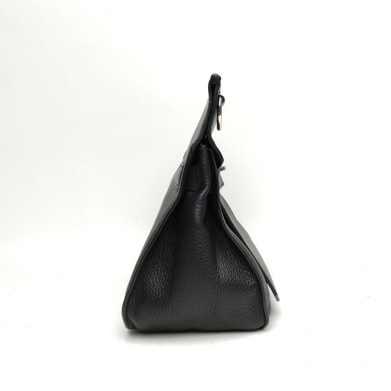 HERMES 吉普賽Jypsiere34黑色Togo皮框L銀扣肩背包-3