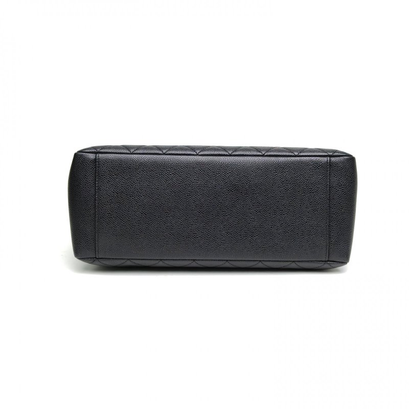 CHANEL GST購物袋小號黑色荔枝牛皮16開金扣肩背包-4