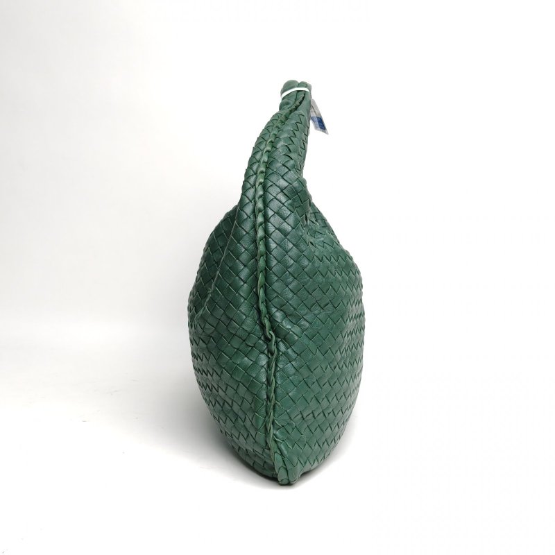 BOTTEGA VENETA 綠色羊皮經典編織和尚包肩背包-3