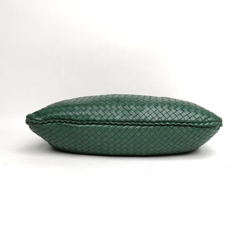 BOTTEGA VENETA 綠色羊皮經典編織和尚包肩背包-4