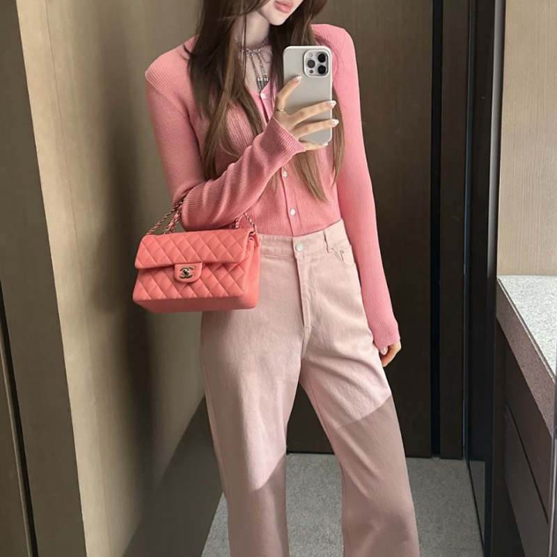 CHANEL香奈兒少女粉超限量大miniCF20單肩斜挎包-4